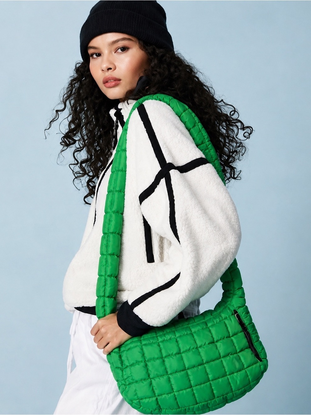 FP Movement Quilted Puffer Shoulder Bag Kelly Green Crossbody NWT
